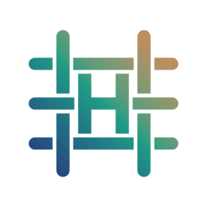 Logo that looks like a weave with an 'H' in the center